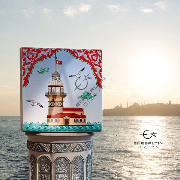 Stencil Pattern 20 x 20 cm. - Rumi Arched Maiden's Tower Motif Ceramic Tile Design