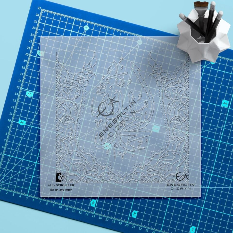 Stencil Pattern 20 x 20 cm. - Rumi Arch Motif Allah Muhammad Calligraphy Tile Pattern