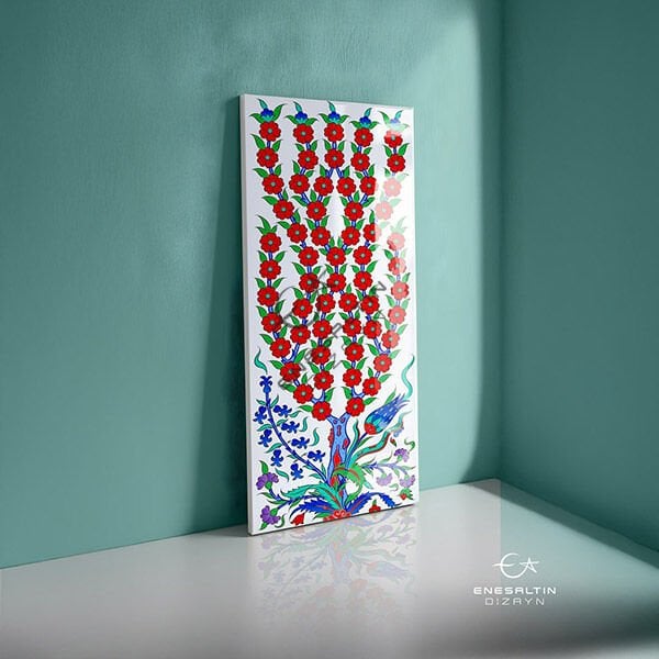 Şablon Desen 12 x 30 cm. -  Hayat Ağacı Motifli Çini Karo Deseni