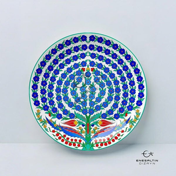 Şablon Desen 30 cm. -  Hayat Ağacı Motifli Çini Tabak Deseni
