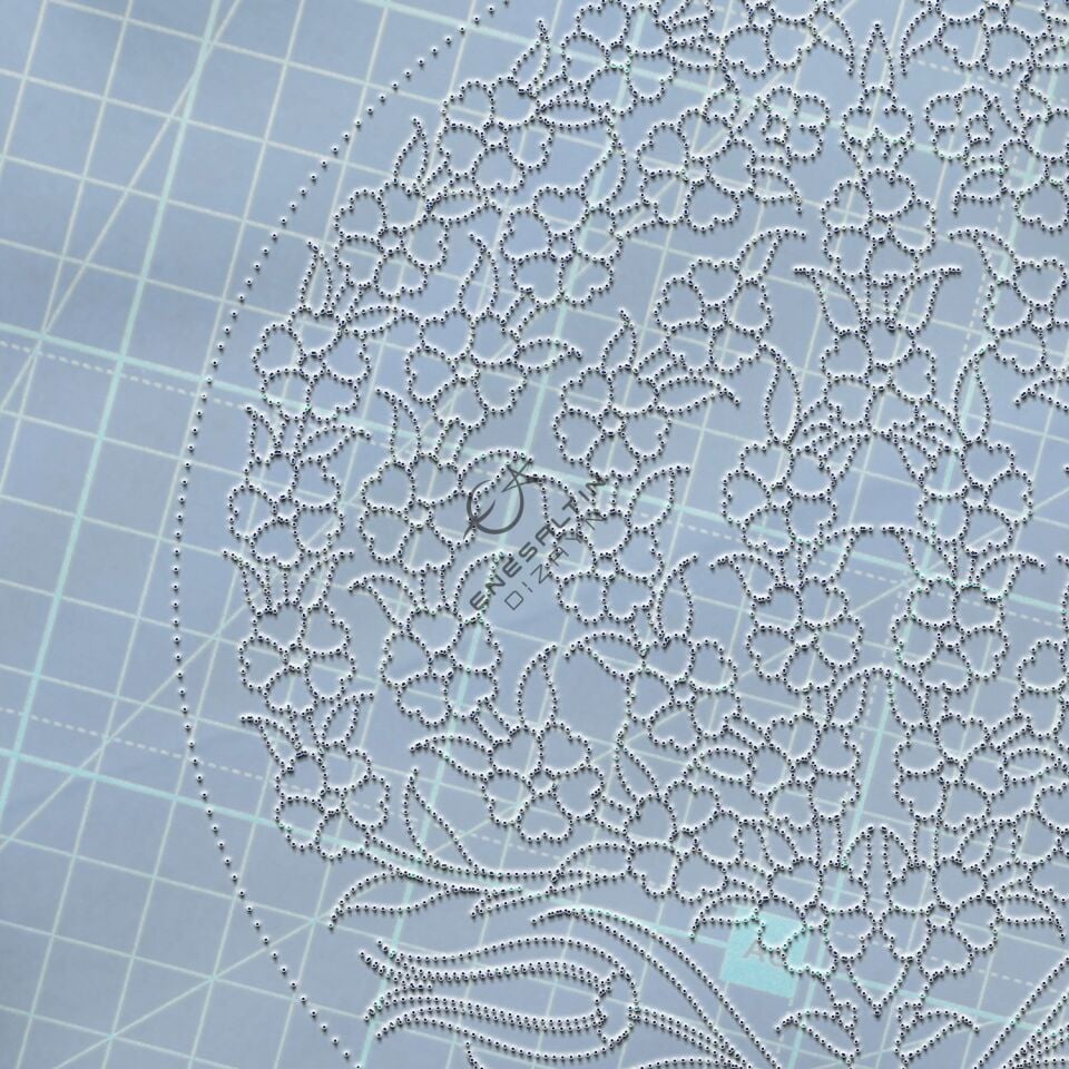 Şablon Desen 20 cm -  Hayat Ağacı Hançer Yaprak Motifli Çini Tabak Deseni