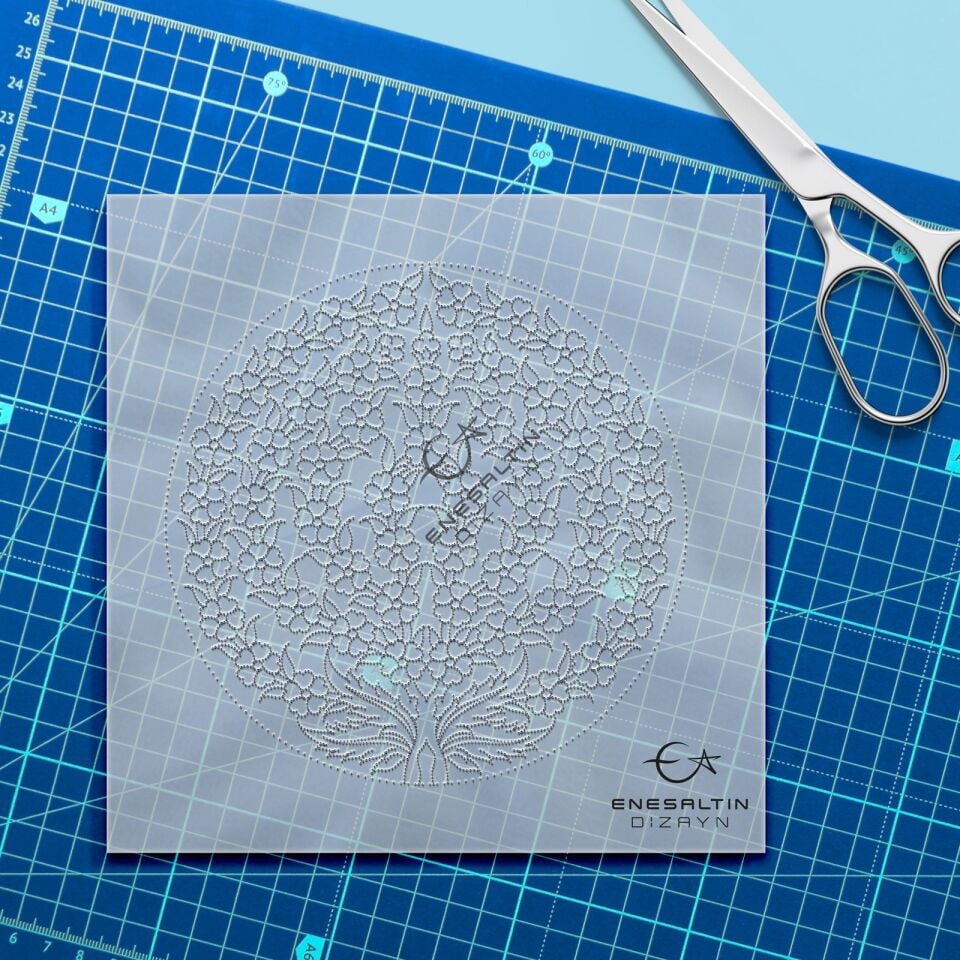 Şablon Desen -  Hayat Ağacı Çini Tabak Deseni