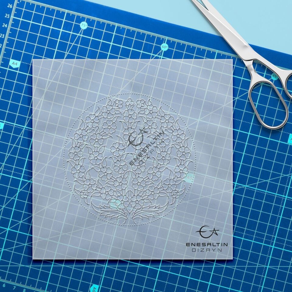 Şablon Desen -  Hayat Ağacı Çini Tabak Deseni