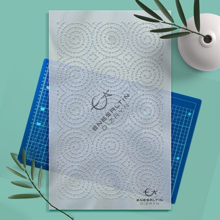 Şablon Desen 25 x 42 cm. - Haliç Ulama Çini Tabak / Karo Deseni