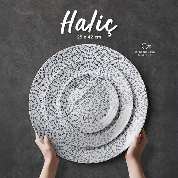 Şablon Desen 25 x 42 cm. - Haliç Ulama Çini Tabak / Karo Deseni