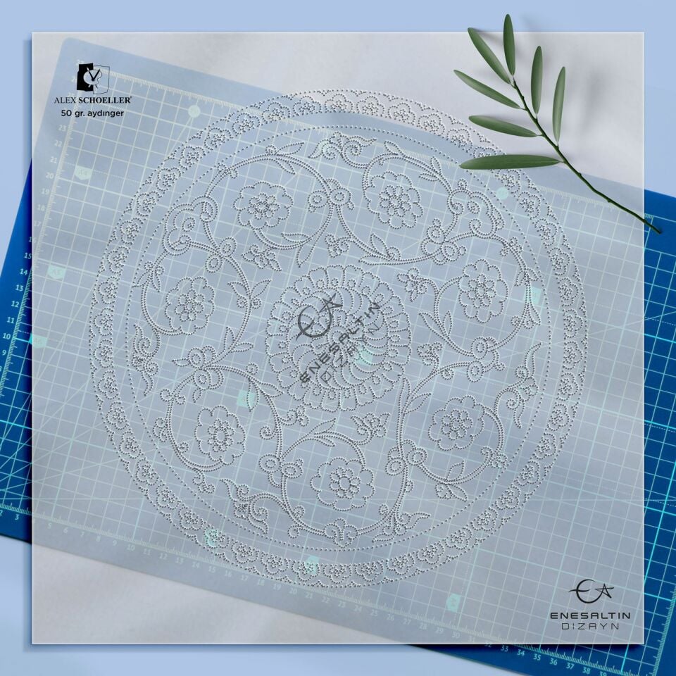 Şablon Desen - İznik 1570 Sarmaşık Penç Kompozisyon Çini Deseni