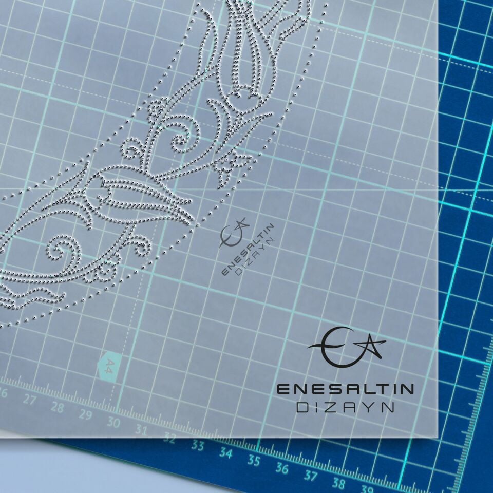 Şablon Desen 25 cm - Sarmaşık Lale Motifli Çini Tabak Kenar Deseni