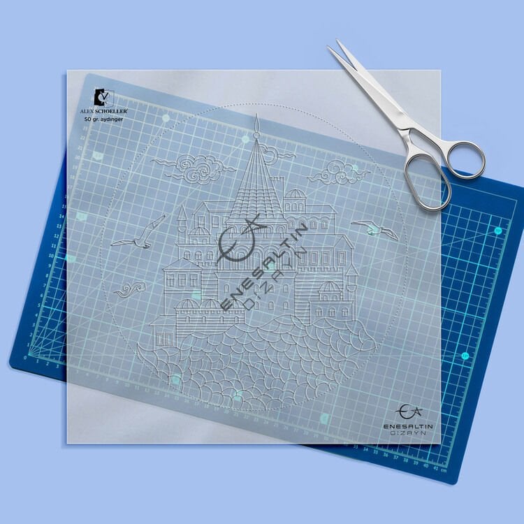 Stencil Design - Istanbul Galata Tower Composition Tile Pattern