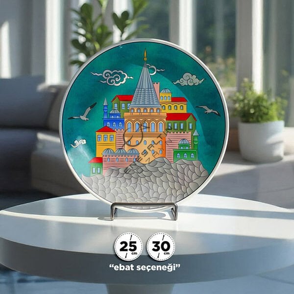 Şablon Desen - İstanbul Galata Kulesi Kompozisyon Çini Deseni