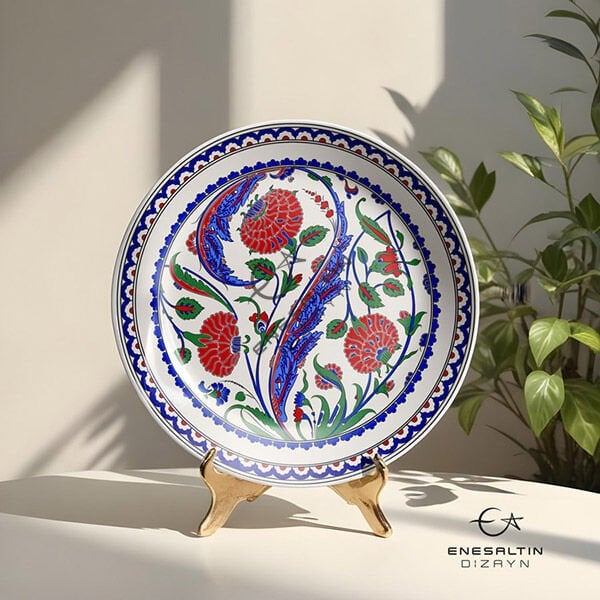 Şablon Desen - İznik 16. yy. 3'lü Gül Kompozisyon Çini Deseni