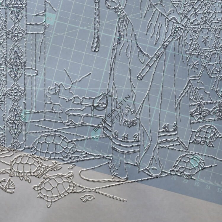 Şablon Desen 30 veya 33 cm'e uygun -  Kaplumbağa Terbiyecisi Çini Tabak Deseni