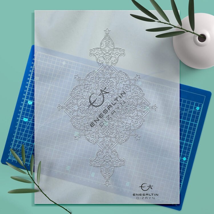 Şablon Desen 19 x 30 cm. - Rumi Şemse Çini Deseni