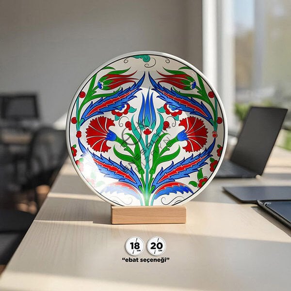 Şablon Desen  - Lale Karanfil Hançer Yaprak Çini Tabak Deseni