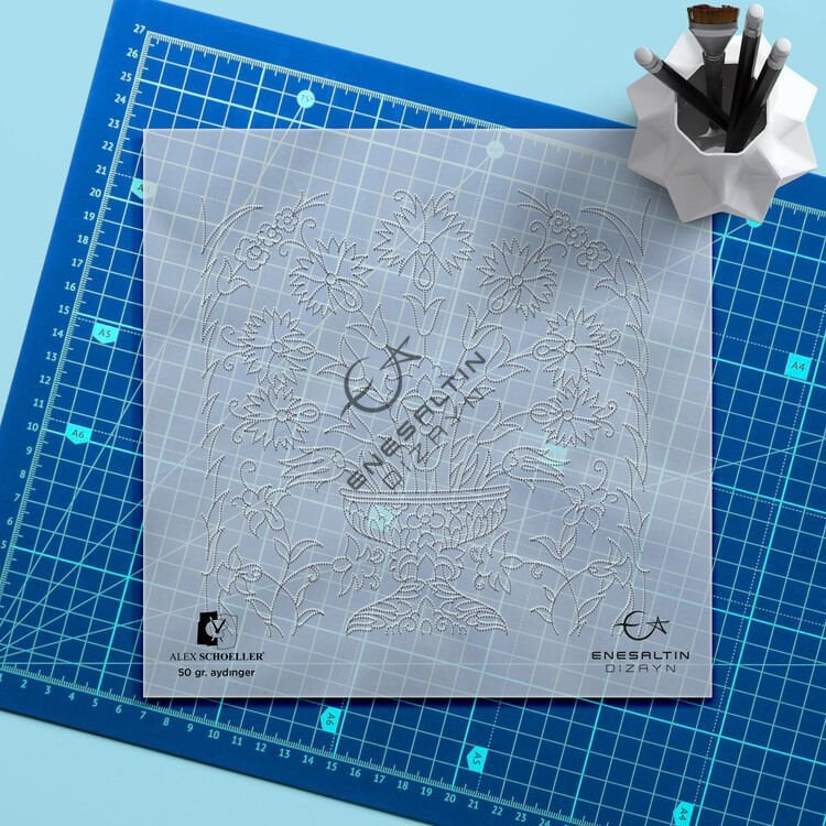 Stencil Pattern 20 x 20 cm. - Carnation Vase Ceramic Tile Design