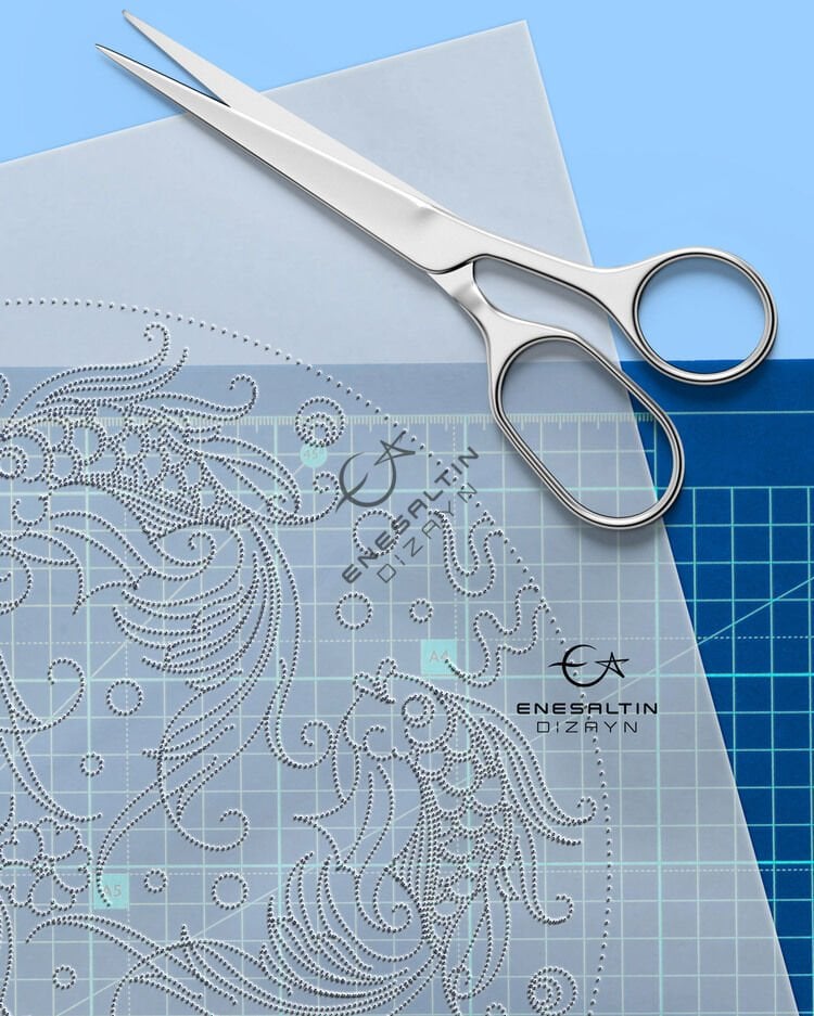 Şablon Desen - 5 'li Beta Balıkları Çini Deseni