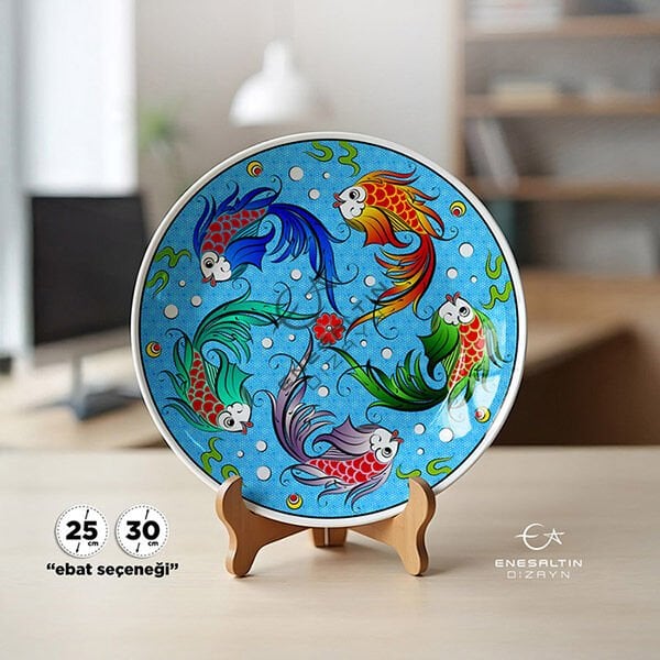 Şablon Desen - 5 'li Beta Balıkları Çini Deseni