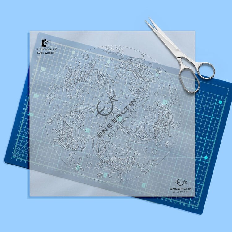 Şablon Desen  - 5 'li Beta Balıkları Çini Deseni