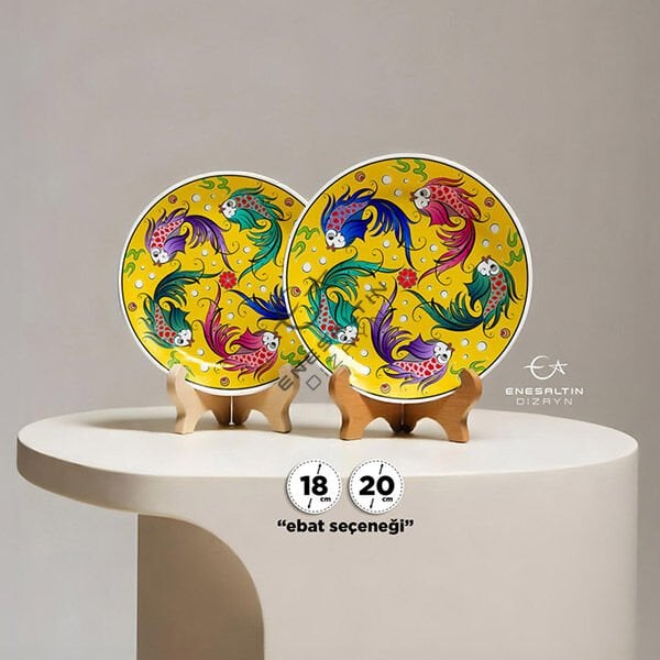 Şablon Desen  - 5 'li Beta Balıkları Çini Deseni