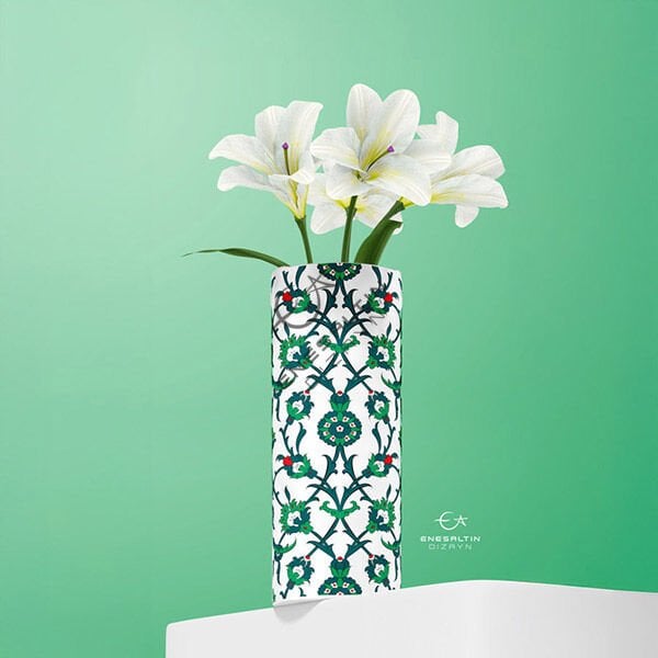 Şablon Desen 20x40 cm. - Hatayi Sarmaşık Çini Karo Deseni