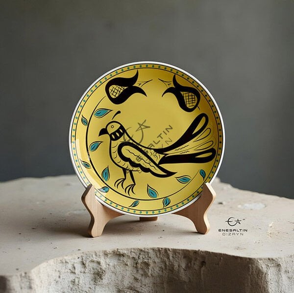 Şablon Desen 25 cm. -  Selçuklu Dönemi Laleler ve Güvercin Motifli Çini Deseni