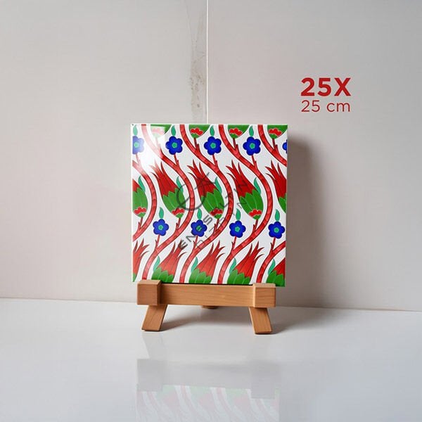 Şablon Desen 25 x 25 cm. - Ulama Sarmaşık Lale Çini Karo Deseni