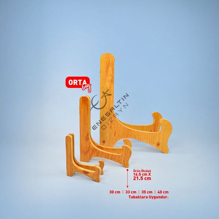 Orta Boy Ahşap Çini Tabak Ayağı, Teşhir Standı (30, 33, 35 ve 40 cm tabaklar için uygundur)