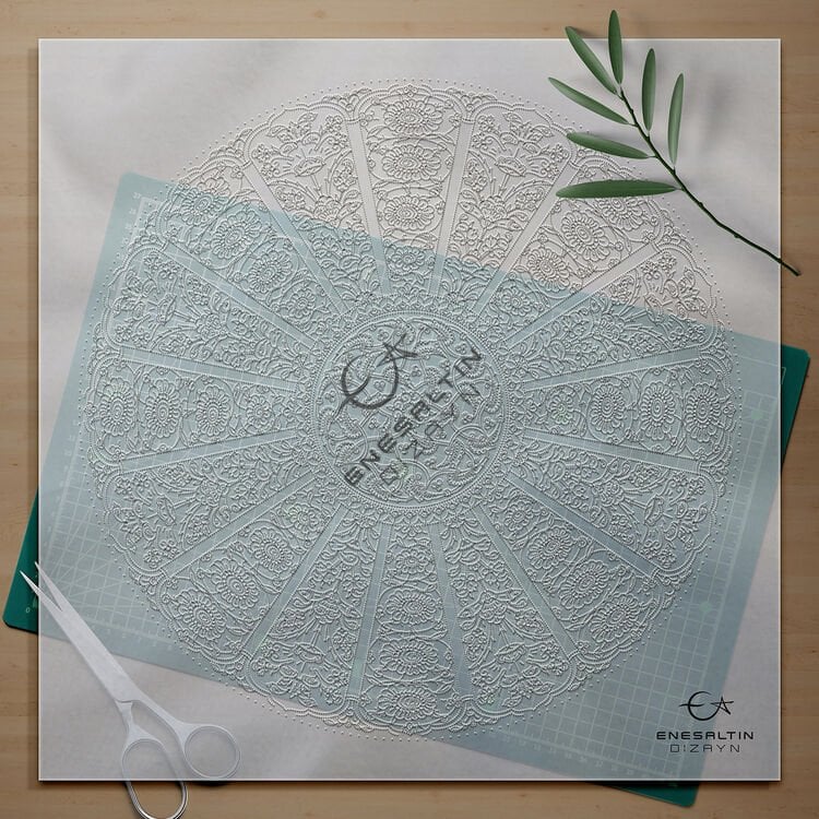 Şablon Desen 43 cm - Baba Nakkaş Rumi Göbekli 16'lı Çarkıfelek Lotus Çini Tabak Deseni