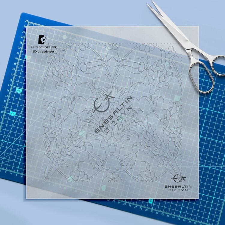 Şablon Desen 25 x 25 cm. - Ulama Simetrik Hatayi Çini Karo Deseni