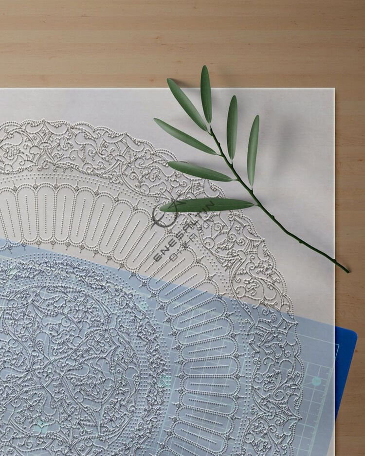 Şablon Desen 40 / 43 cm - Baba Nakkaş 1490 Rumi Lotus Badem Kenar Çini Tabak Deseni