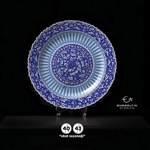 Şablon Desen 40 / 43 cm - Baba Nakkaş 1490 Rumi Lotus Badem Kenar Çini Tabak Deseni