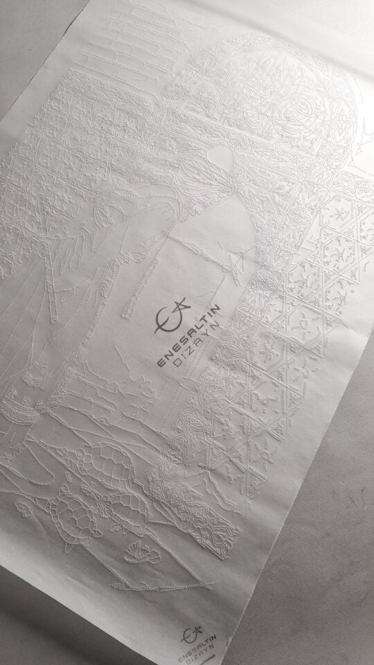 Şablon Desen 40 x 60 cm -  Kaplumbağa Terbiyecisi Çini Pano Deseni