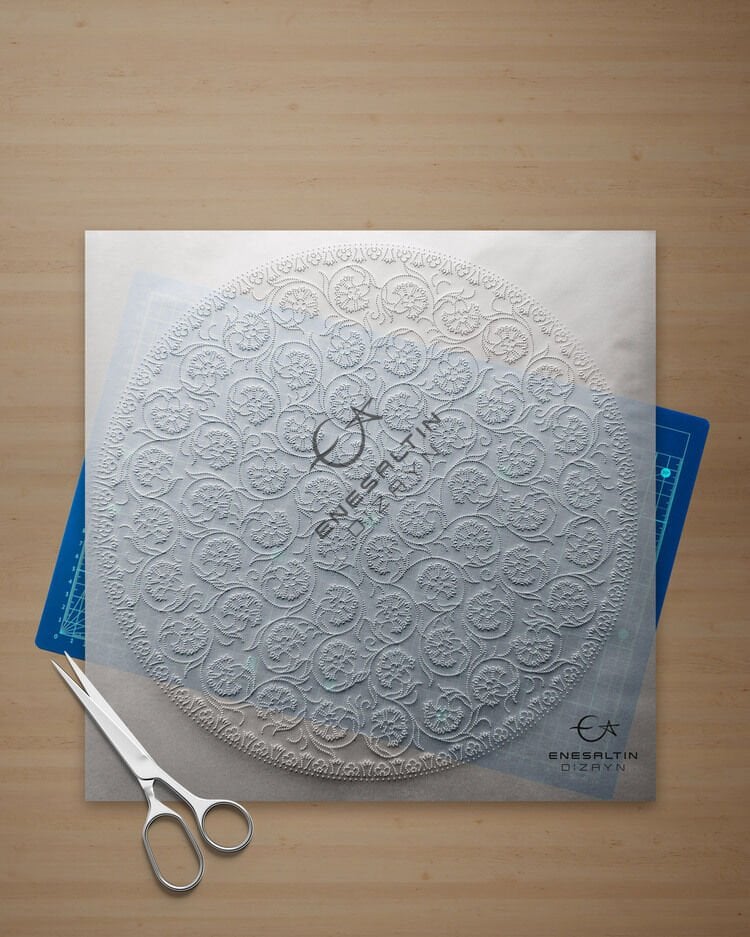 Şablon Desen 30 cm. -  Kütahya Klasiği Tek Kalem Karanfil Çini Tabak Deseni