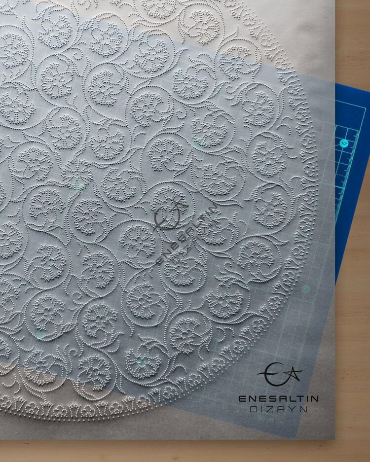 Şablon Desen 30 cm. -  Kütahya Klasiği Tek Kalem Karanfil Çini Tabak Deseni