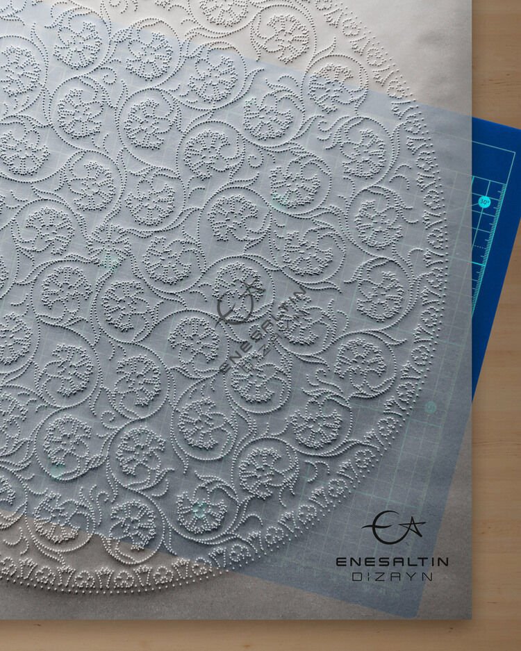 Şablon Desen 30 cm. -  Kütahya Klasiği Tek Kalem Karanfil Çini Tabak Deseni