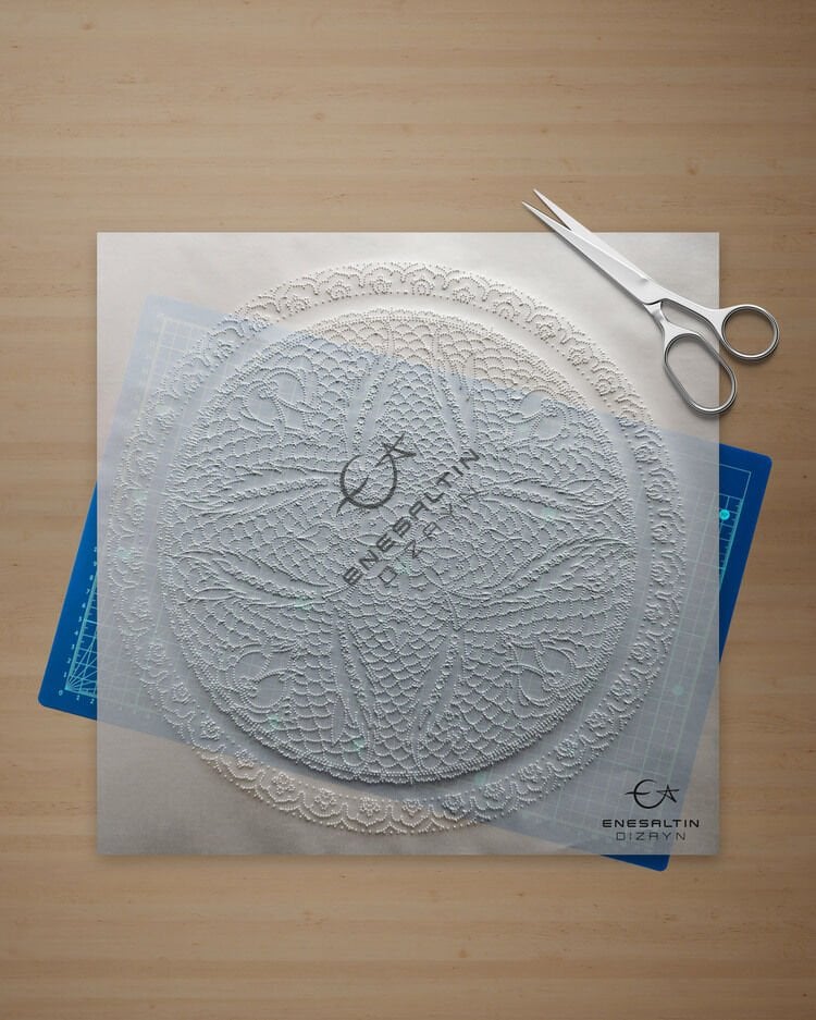 Şablon Desen - İznik Rumili Balık Pulu Çarkıfelek Çini Deseni