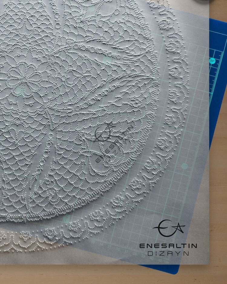 Şablon Desen - İznik Rumili Balık Pulu Çarkıfelek Çini Deseni