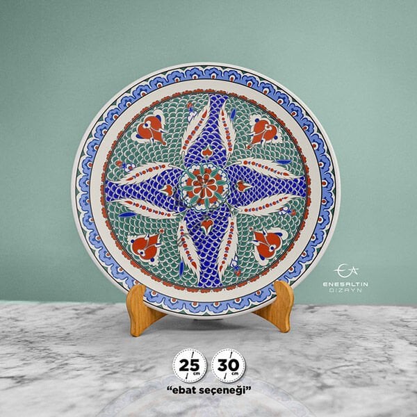 Şablon Desen - İznik Rumili Balık Pulu Çarkıfelek Çini Deseni