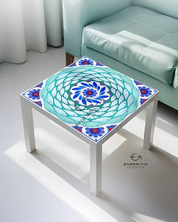 Şablon Desen 40 x 40 cm - Balık Sürüsü Motifli Çini Deseni