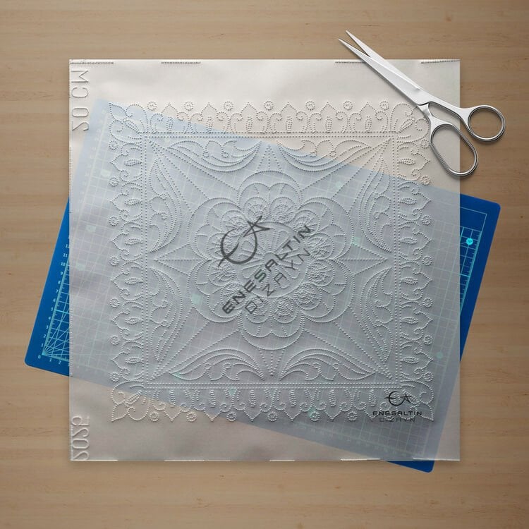 Şablon Desen 20 x 20 cm. - Sicilya Tarzı Barok Yıldız Çiçeği Çini Karo Deseni