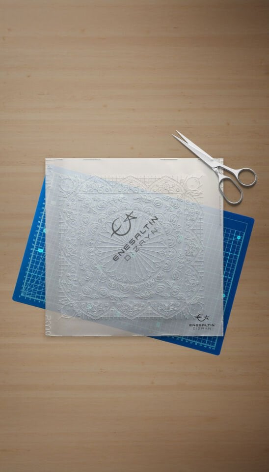 Şablon Desen 20 x 20 cm. - Sicilya Tarzı Barok Yıldız, Gül ve Limon Çini Karo Deseni