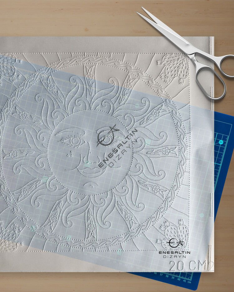 Şablon Desen 20 x 20 cm. - Sicilya Tarzı Barok Güneş Güzeli Çini Karo Deseni