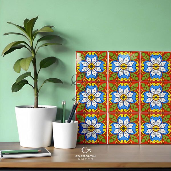 Stencil Pattern 10 x 10 cm. 2 Copies - Sicilian Style Gothic Floral Tile Pattern