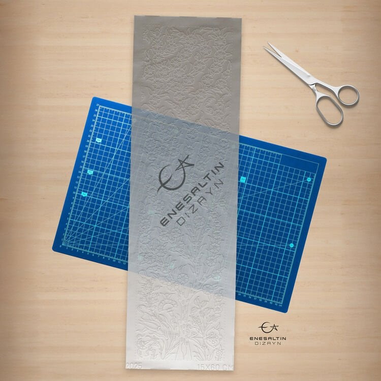 Şablon Desen 15 x 60 cm. -  Hayat Ağacı Çini Karo Deseni