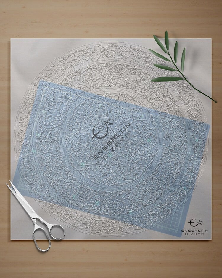 Şablon Desen 55 cm - Baba Nakkaş 1480 Rumi Lotus Şakayık Çini Tabak Deseni