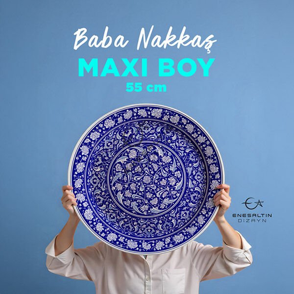 Şablon Desen 55 cm - Baba Nakkaş 1480 Rumi Lotus Şakayık Çini Tabak Deseni