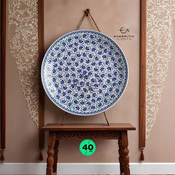 Şablon Desen 40 cm. -  Kütahya Klasiği Tek Kalem Karanfil Çini Tabak Deseni