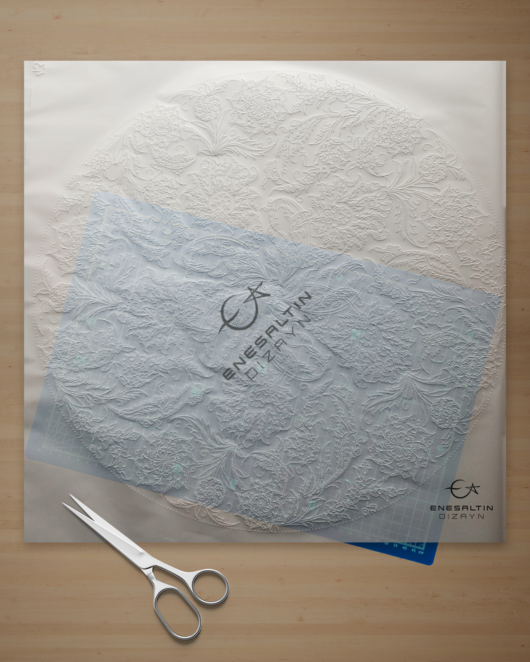 Şablon Desen 43 cm - Hatayi Çarkıfelek Çini Tabak Deseni