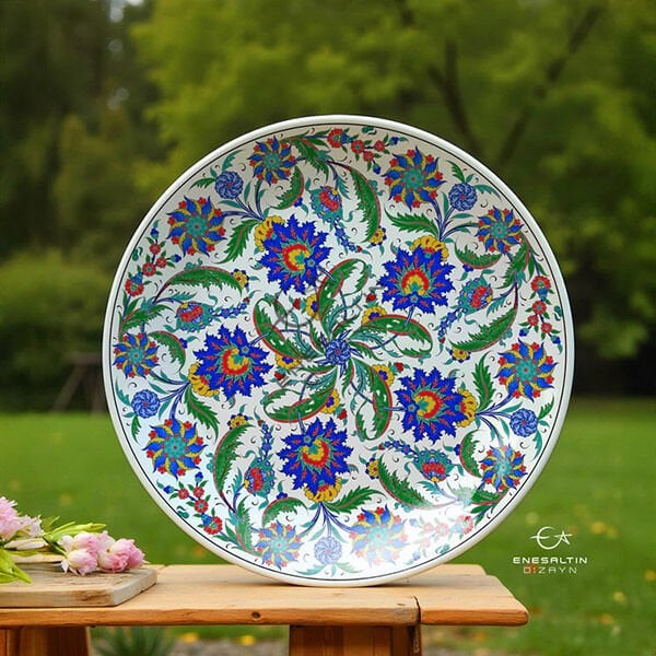 Şablon Desen 43 cm - Hatayi Çarkıfelek Çini Tabak Deseni