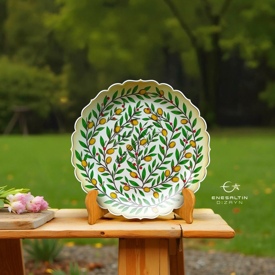 Şablon Desen 30 cm - Serbest Zeytin Dalı Çini Deseni
