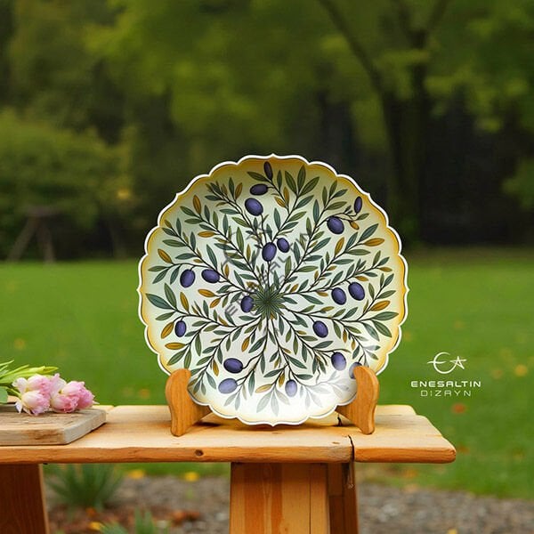 Şablon Desen 30 cm - Merkezli Zeytin Dalı Çini Deseni